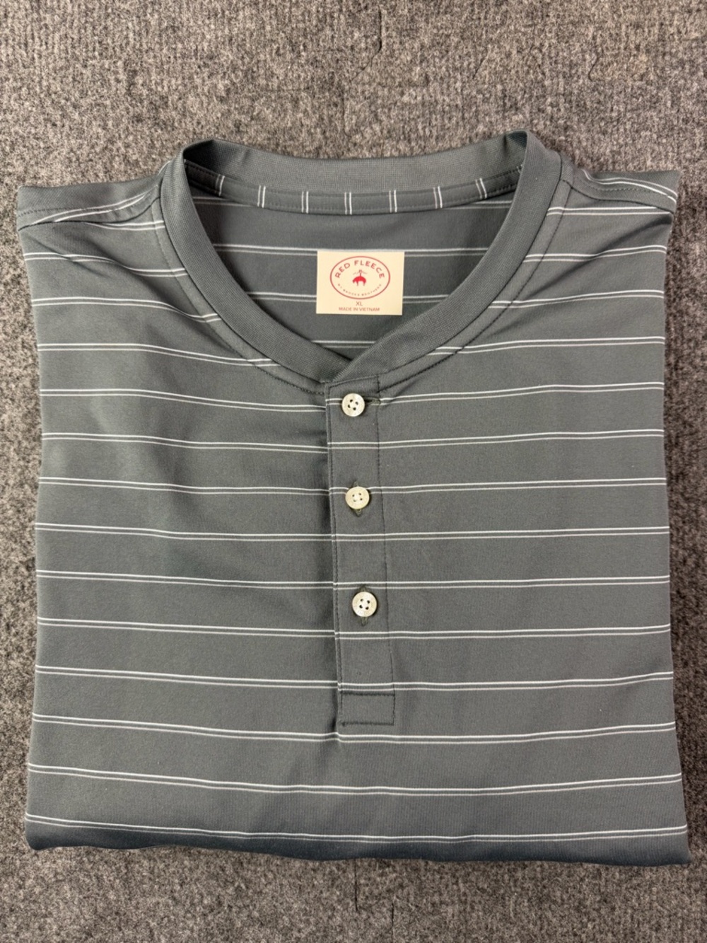 Brooks Brothers Red Fleece Mens Long Sleeve Henley Tee Shirt Size XL Gray/White